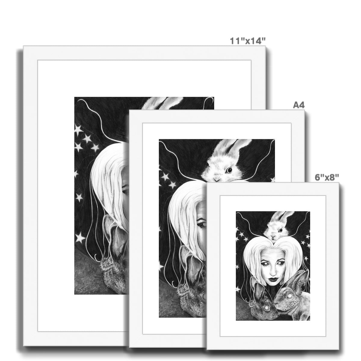 'Self Portrait With Rabbits' Framed & Mounted Print