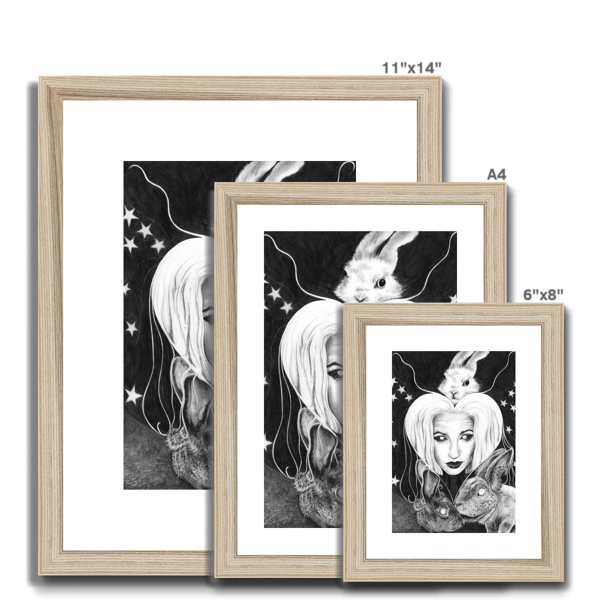 'Self Portrait With Rabbits' Framed & Mounted Print