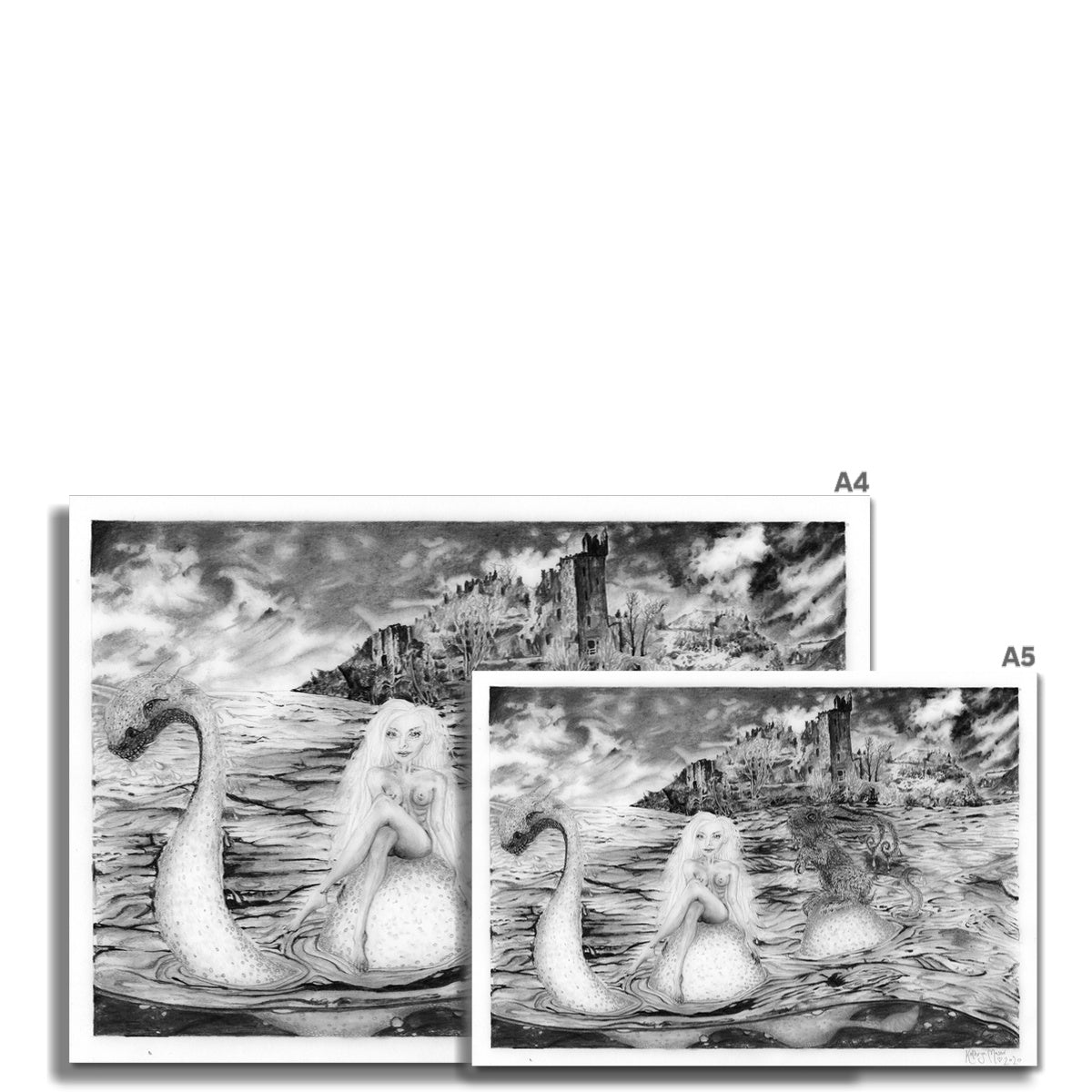 'Witchy and Bun Visit Nessie' Nude Surreal Fine Art Print