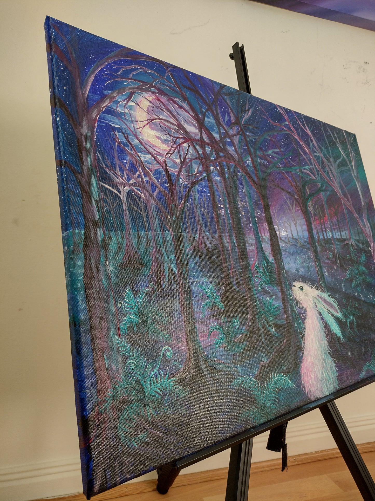 Photo of side view of 'Wild Hunt Eve' - Original Acrylic on Canvas