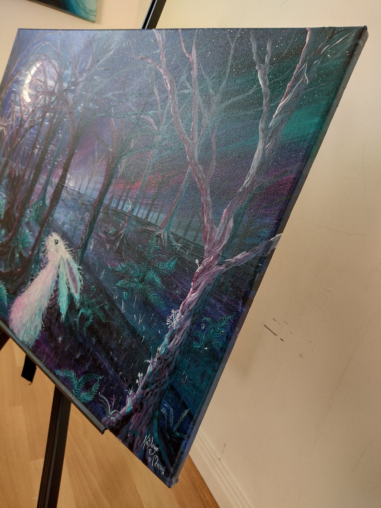 Photo of side view of 'Wild Hunt Eve' - Original Acrylic on Canvas