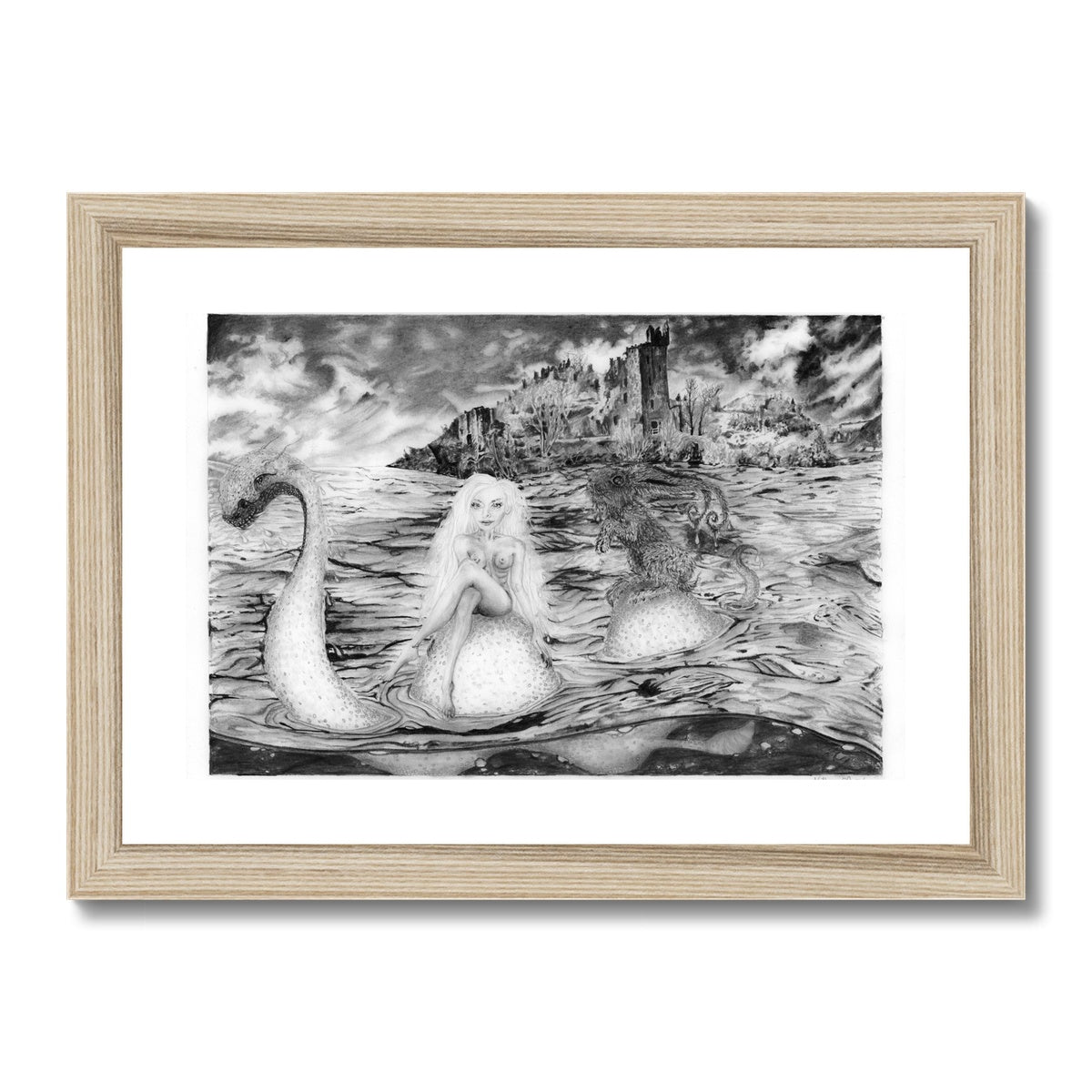 'Witchy and Bun Visit Nessie' Framed & Mounted Print