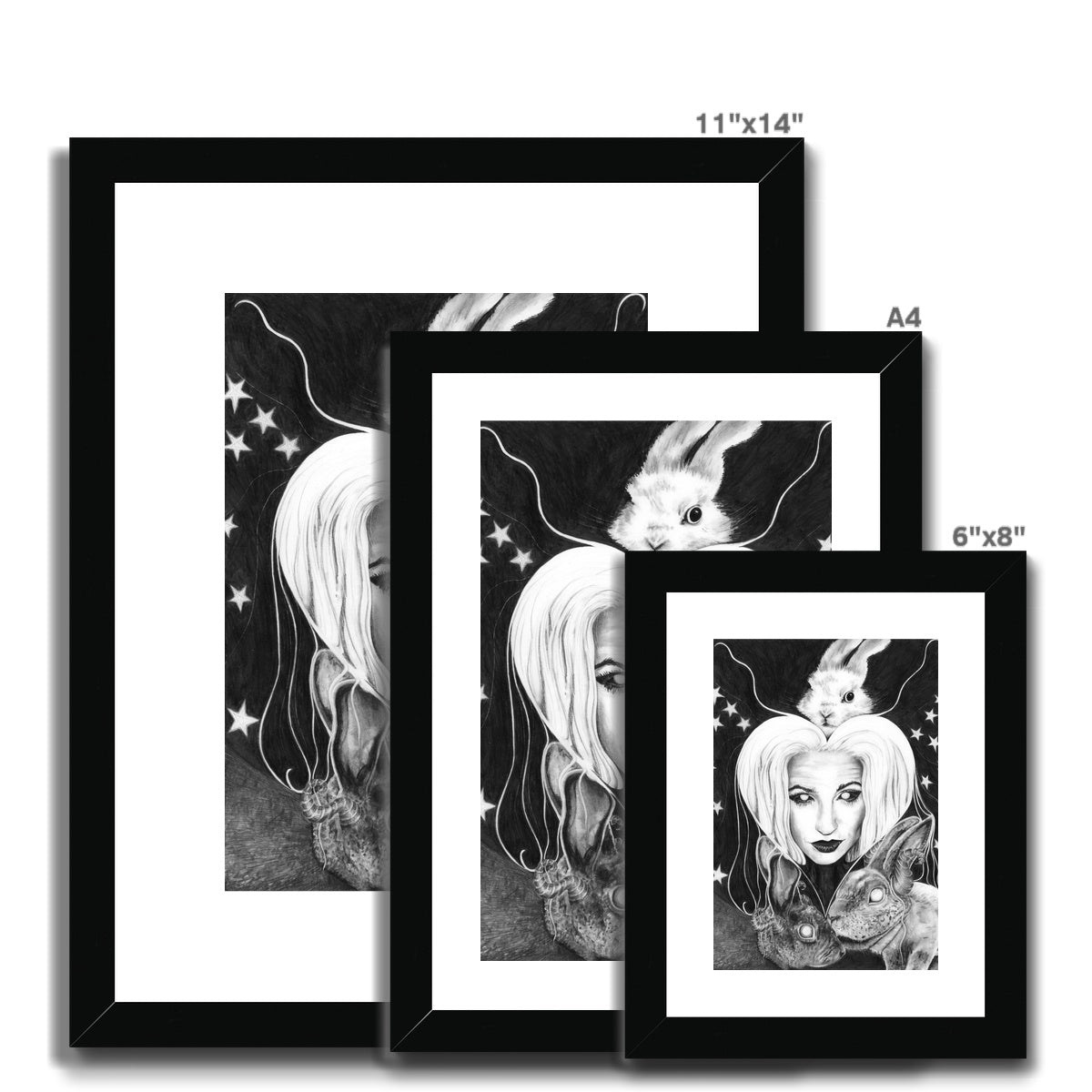 'Self Portrait With Rabbits' Framed & Mounted Print