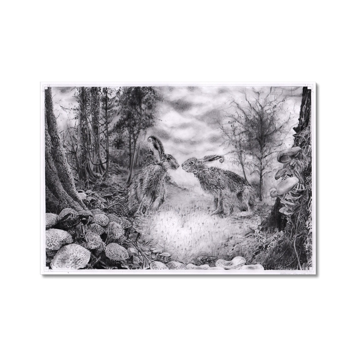 'Loved-up Hares, As The First Frost Falls' - Fine Art Print