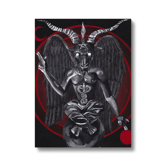 Photo of artist Kathryn Mason's 'Baphomet' occult style colour canvas print