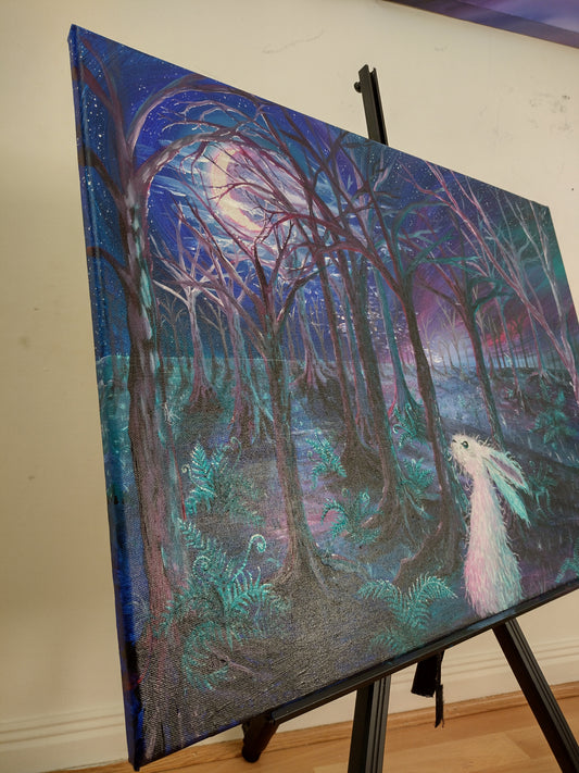 Photo of side view of 'Wild Hunt Eve' - Original Acrylic on Canvas
