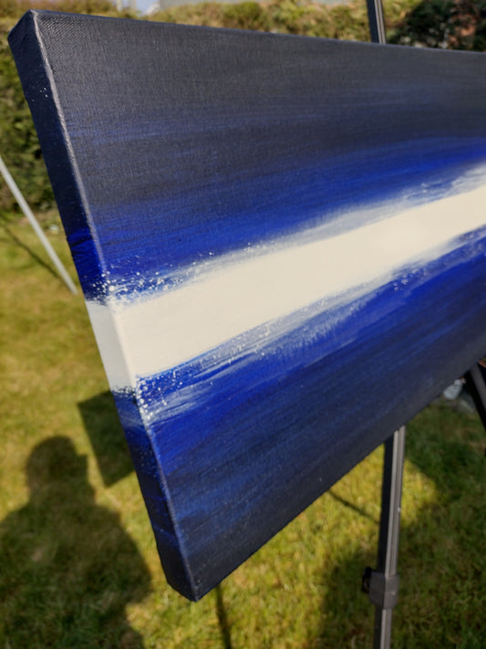 Image showing gallery style deep edge side view of canvas painting 'Blues and Cocaine' Original art by Kathryn Mason 
