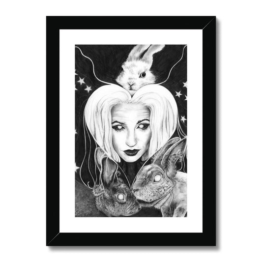 'Self Portrait With Rabbits'  Framed & Mounted Print
