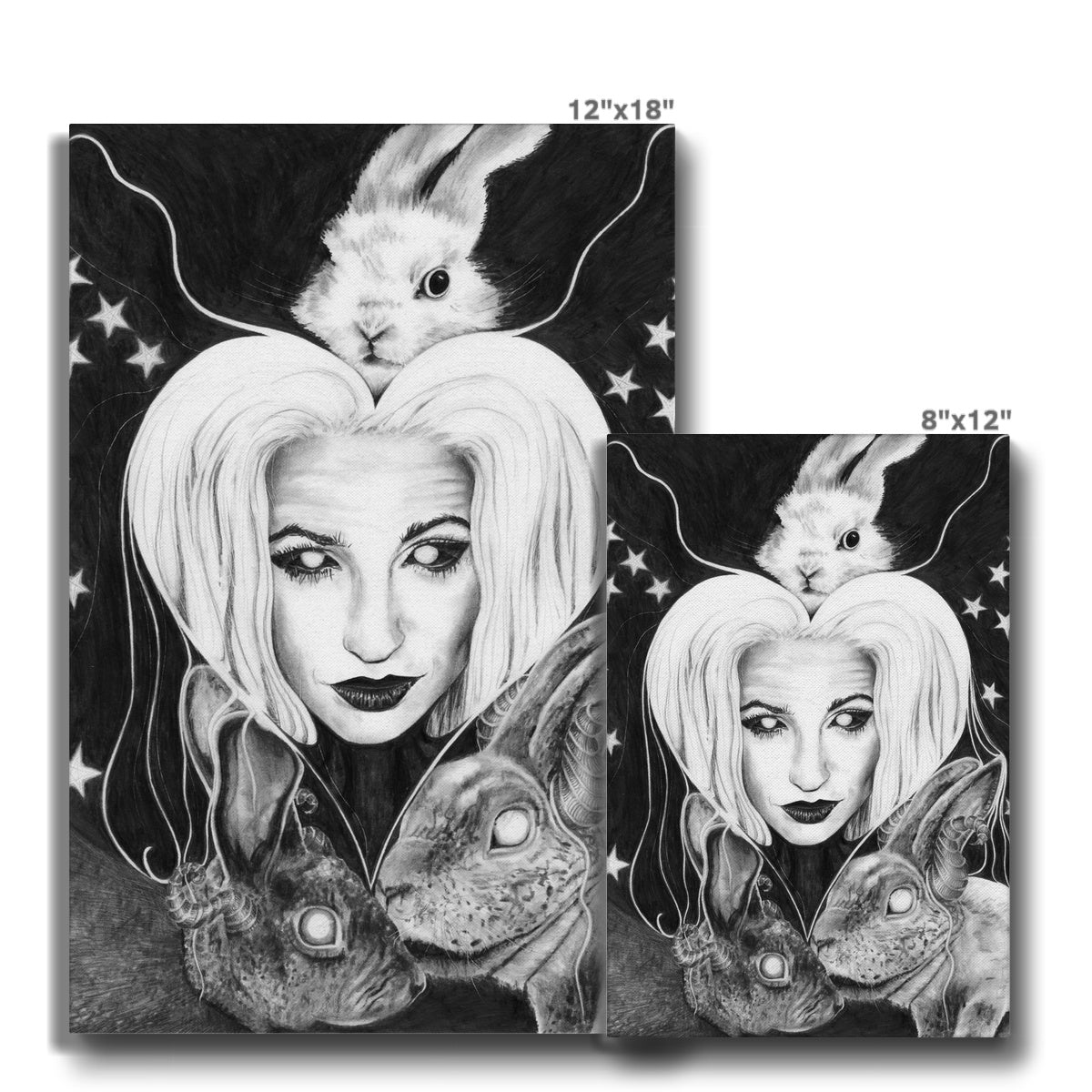 'Self Portrait With Rabbits'  Canvas