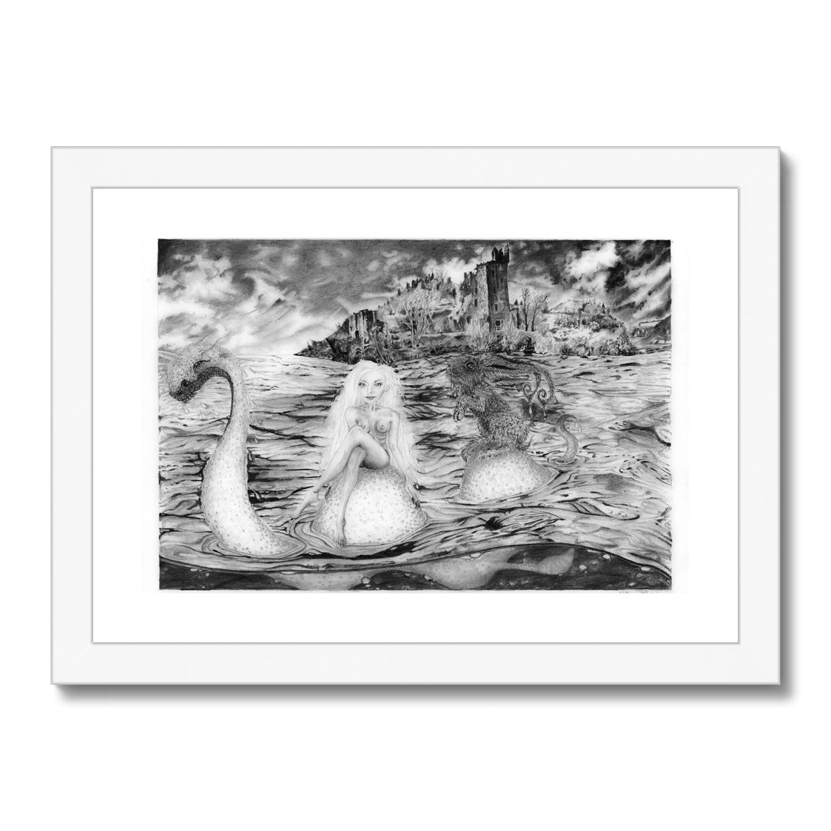 'Witchy and Bun Visit Nessie'  Framed & Mounted Print